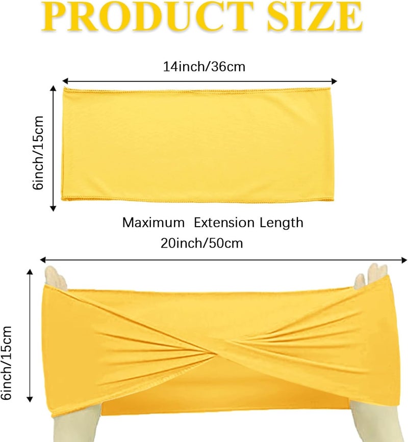 Fbewom Yellow Chair Sashes Bows 50 Pcs Spandex Chair Bands Ties Without Buckle Decorations for Wedding Birthday Party Events Ceremony - Image 2